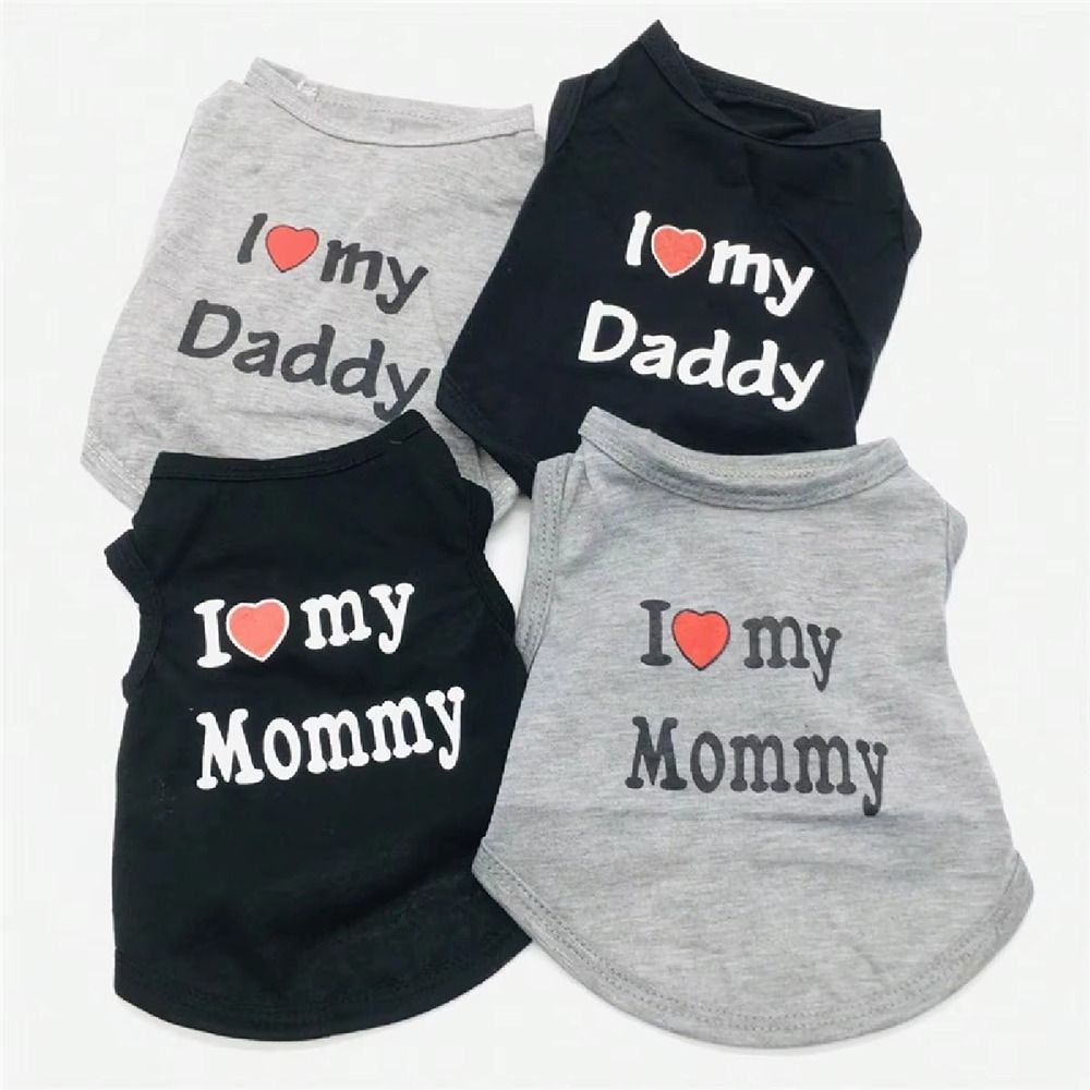 Cute Summer Dog Vest I Love My Mommy/Daddy Sleeveless Puppy T-Shirt Breathable Soft Kitten T-shirts Cat