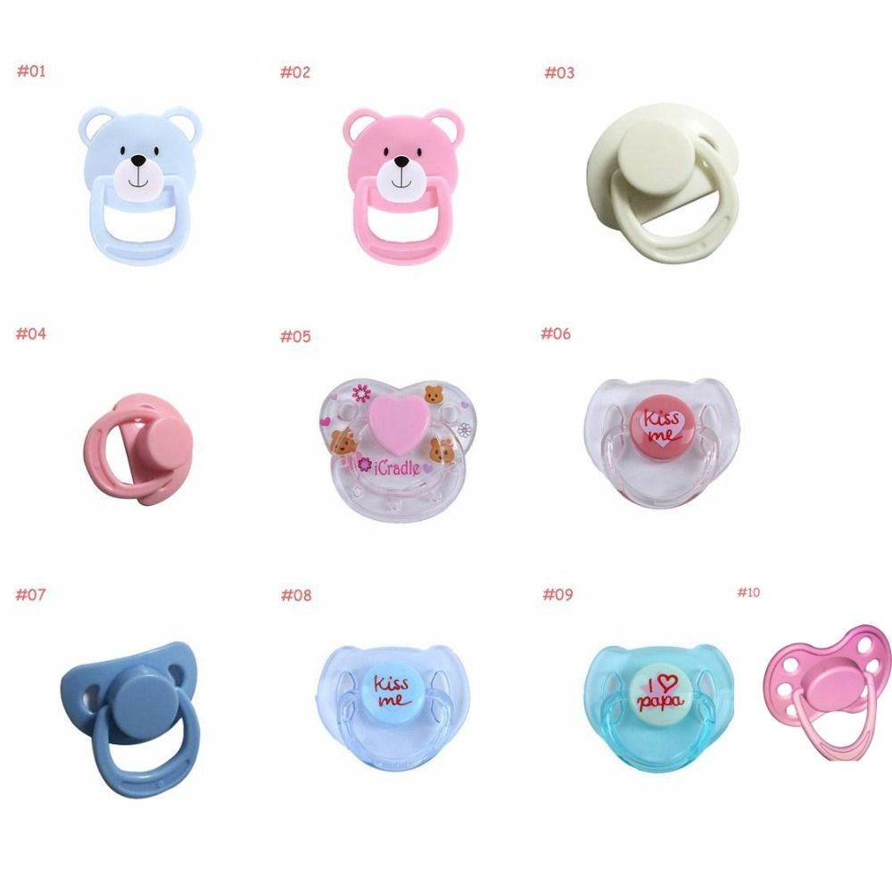Children Gift Simulation Doll Magnet Pacifier Pure Color ABS Plastic Bottle Doll Toy Play House Cute Baby Doll Pacifier 20-22inch Doll