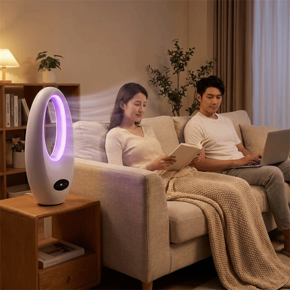 Safe Bladeless Design Vertical Bladeless Fan Sleek Structure Soft Airflow Standing Fan Smooth Airflow Stable Design Power Saving Fan Daily Use