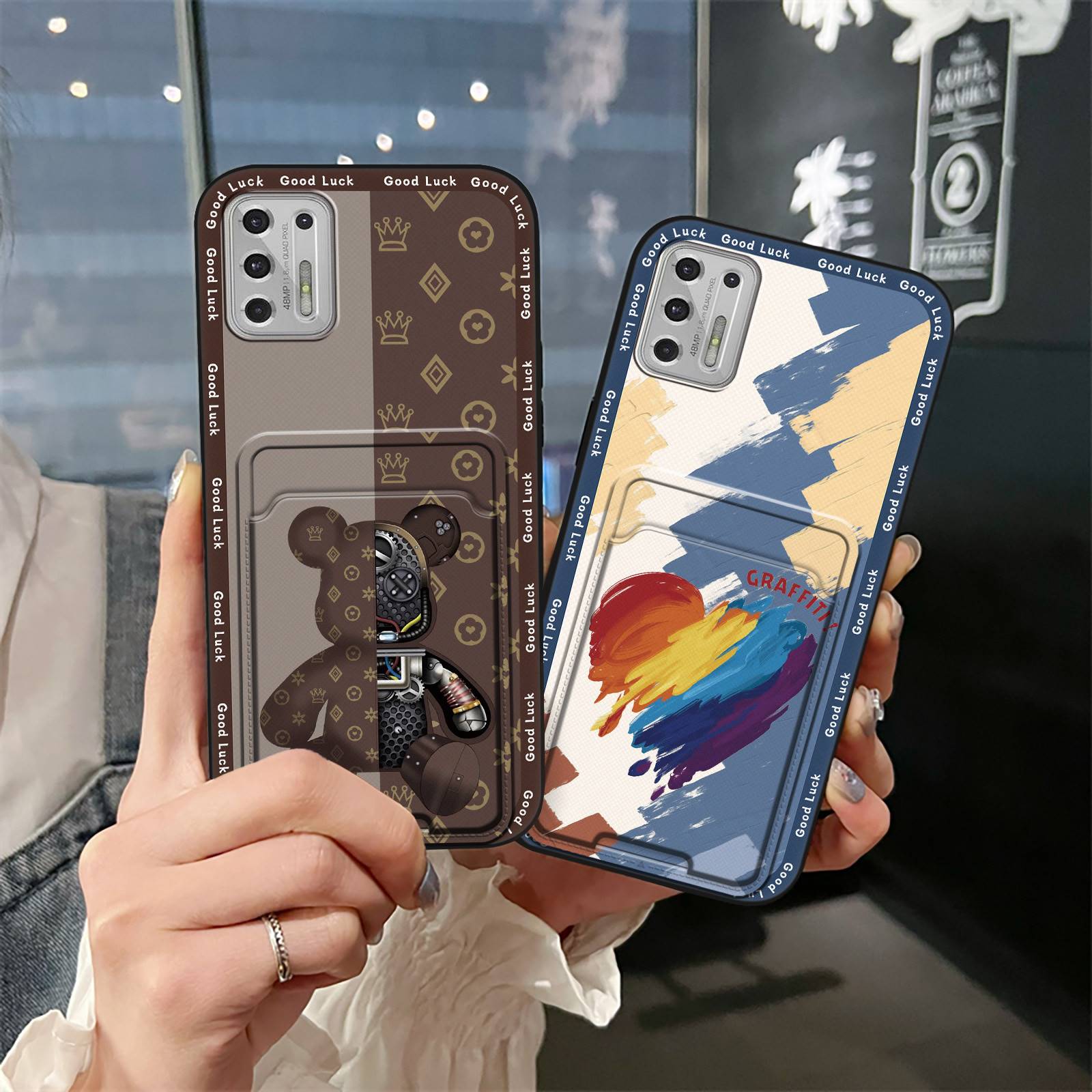 Anti-dust Full wrap Phone Case For MOTO G Stylus 2021 Waterproof Durable Card slot Cartoon Back Cover Shockproof Cute