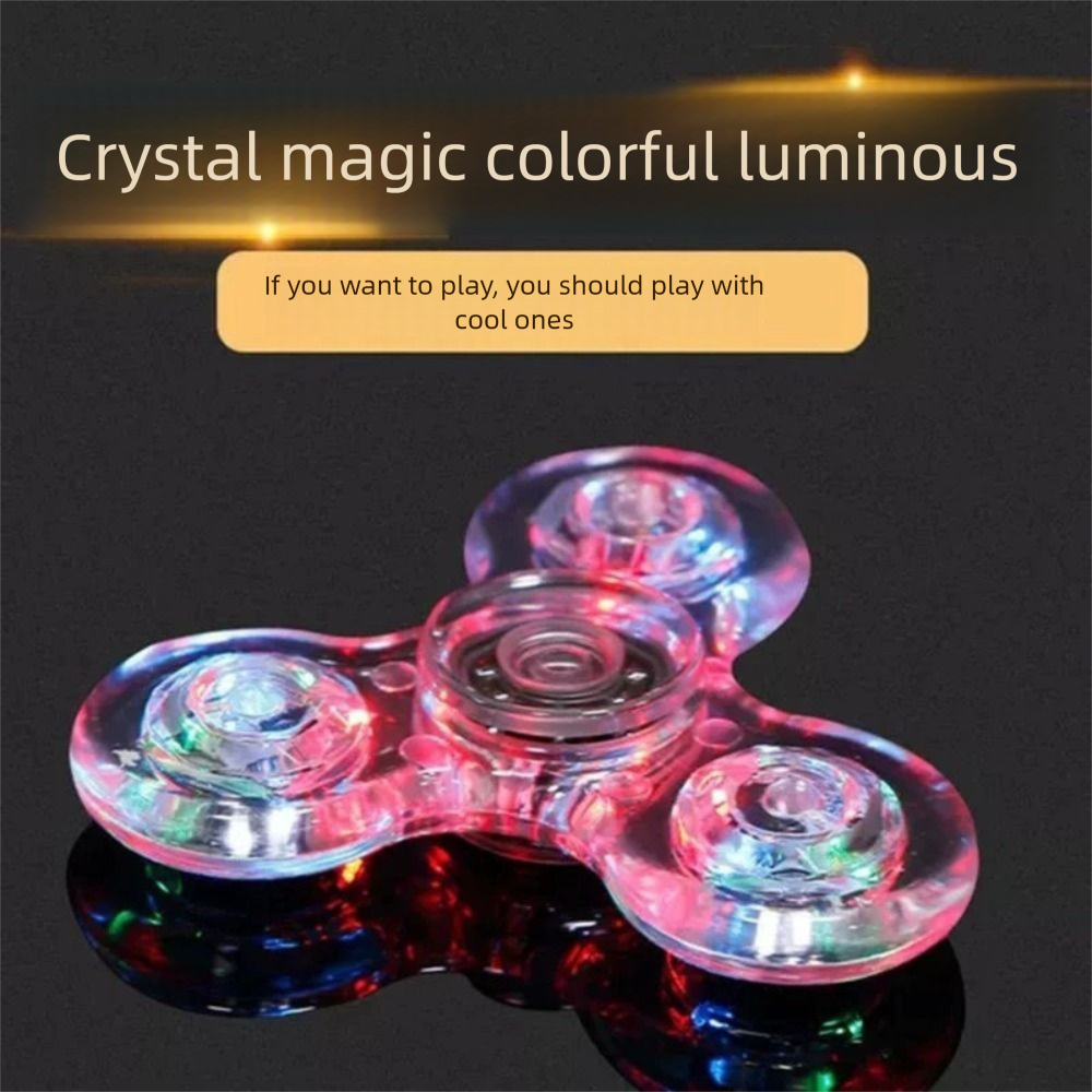 Sensory Toy Luminous Fingertip Gyroscope Transparent LED Light Beaming Hand Spinner Educational Clover Electric Fingertip Toy Children's Gifts