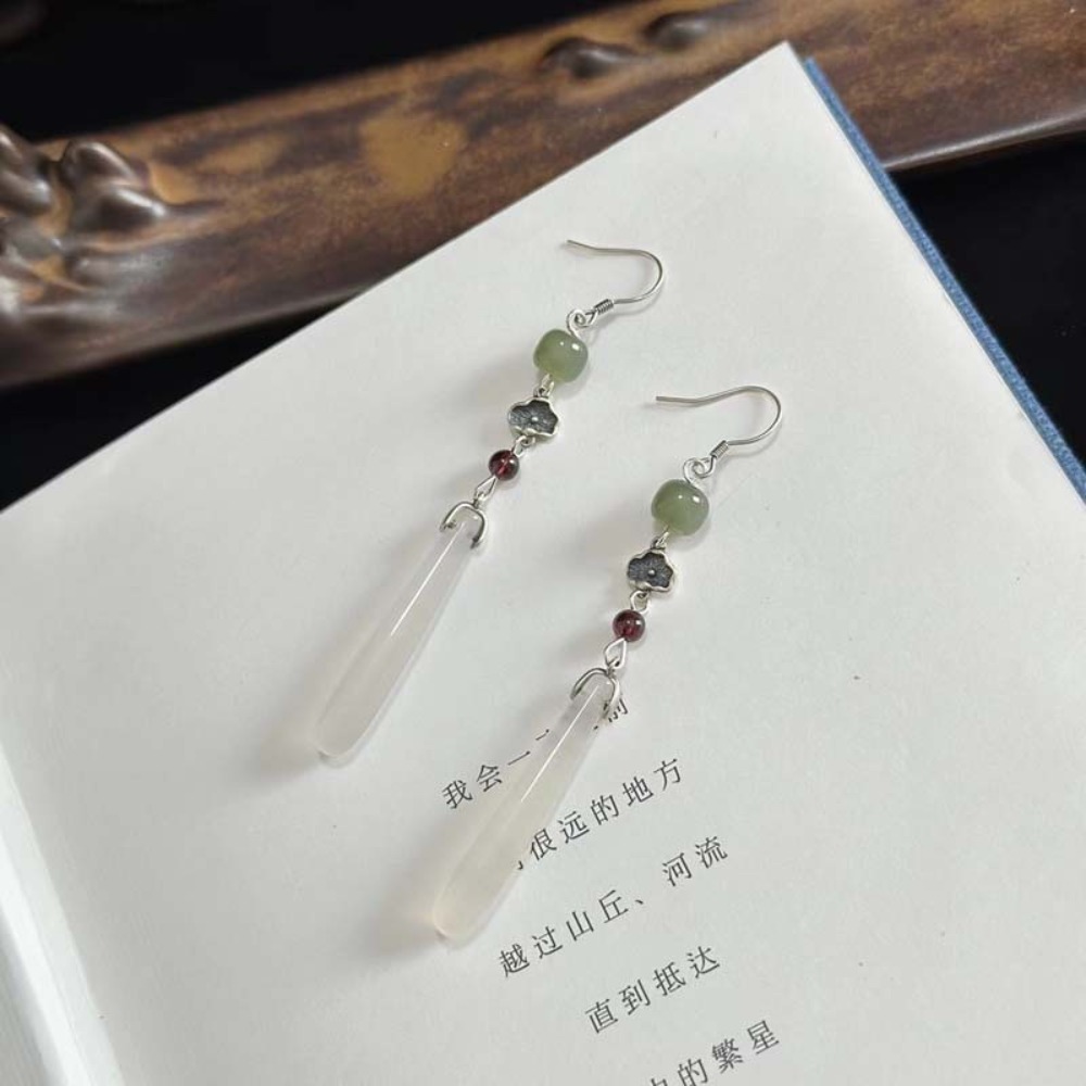 Unique Vintage Water Drop Earrings Elegant Chinese Style Butterfly Flower Earrings Geometric Plating Hanfu Earrings Women