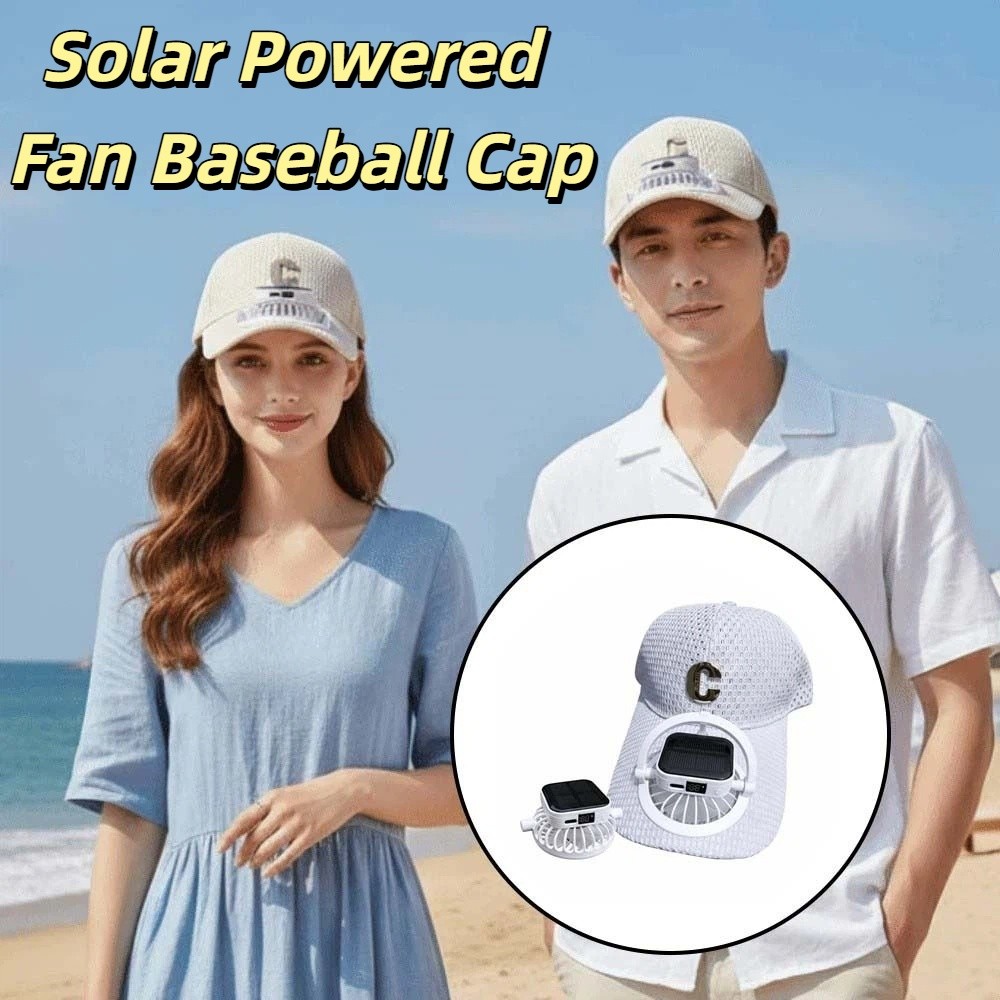 Sun Protection Cap Portable Solar Powered Fan Baseball Cap 300mA Adjustable Rechargeable Fan Hat Long-lasting Breathable Cooling Mesh Peaked Cap Travel