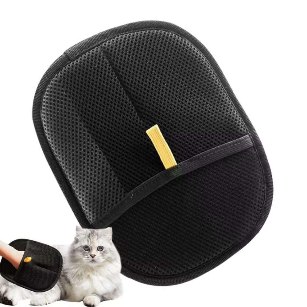 2Pcs De-Shedding Brush Double-sided Pet Grooming Gloves Soft Multi-functional Static Dedusting Brush Black Thickened Pet Hair Remover Brush Cat