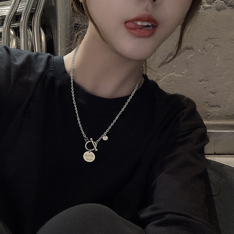【New arrival】Titanium Steel Color-free Summer Necklace Women's Collarbone Chain Trendy Sweet Cool All-match Niche Neck Chain Male Couple Letter Decorations