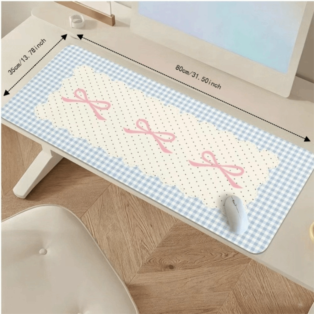 Bow Pattern Large Bow Shaped Mouse Pad Thicken Non-Slip Bow Desk Mat Washable Cute Bow Keyboard Pad Living Room Carpet