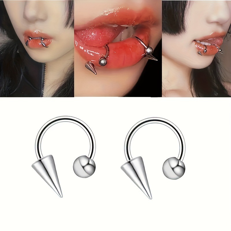 【Top Picks】New Stainless Steel C- shaped Pointed Horseshoe Lip Nail Lip Ring Nose Ring Devil Nail Ear Bone Piercing Jewelry Personalized