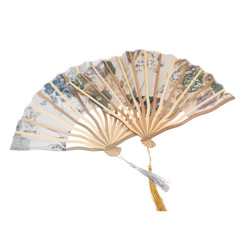 Irregular Fracture Fan Classical Silk Folding Fan High Quality Elegant Tassel Folding Fan Ancient Hand Fold Fan Wedding