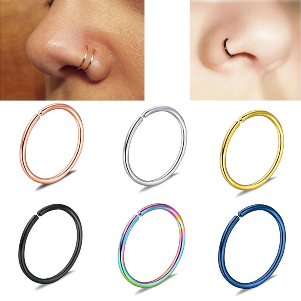 For Women Tragus Ball Pcs Hoop Stainless Steel C Shape Body Piercing Lip Rings Jewelry Nose Rings