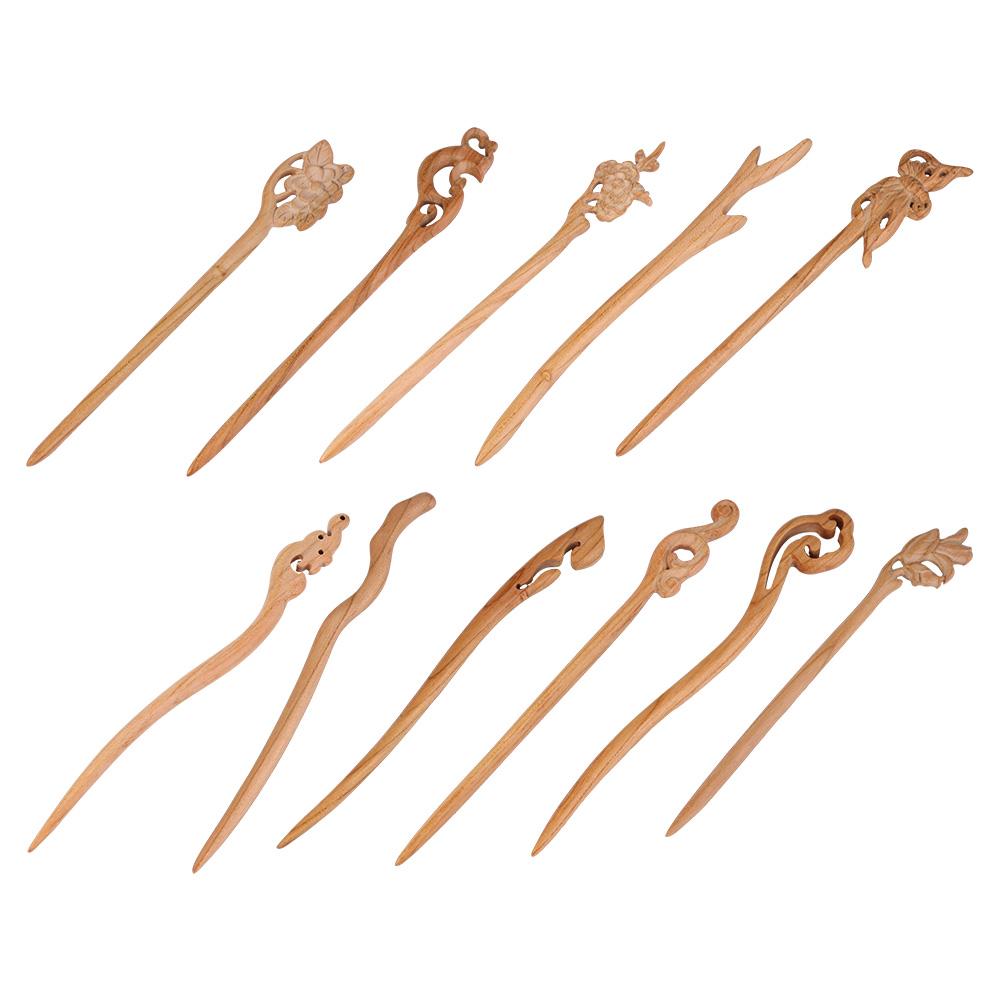 Simple Hair Sticks For Girls Vintage Wave Shape Hair Sticks Antler Butterfly Flower Bird Wooden Hair Sticks Women Hanfu Hairpins Chinese Hair Fork Hair Clip