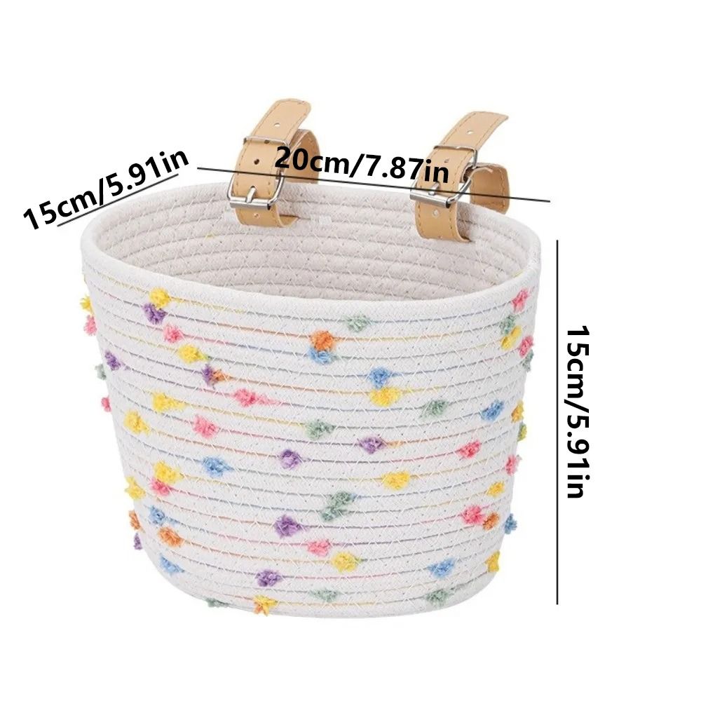 Durable Construction Adjustable Bicycle Basket Removable Design Solid Color Handlebar Front Basket Lightweight Colorful Dots Cycling Basket Bicycle Accessory