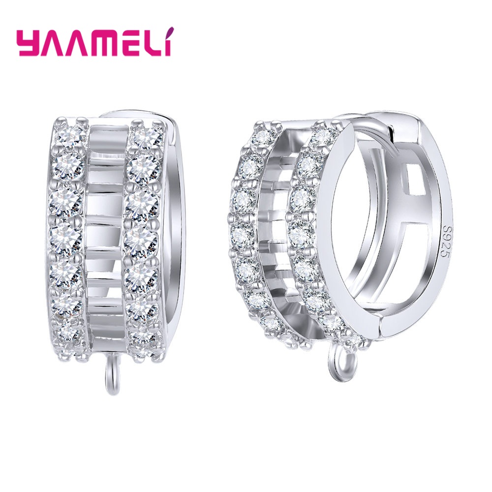 Discount】Luxury Austrian Crystal 925 Sterling Silver Hoop Earrings for Wo Party Jewelry Female Making Wedding