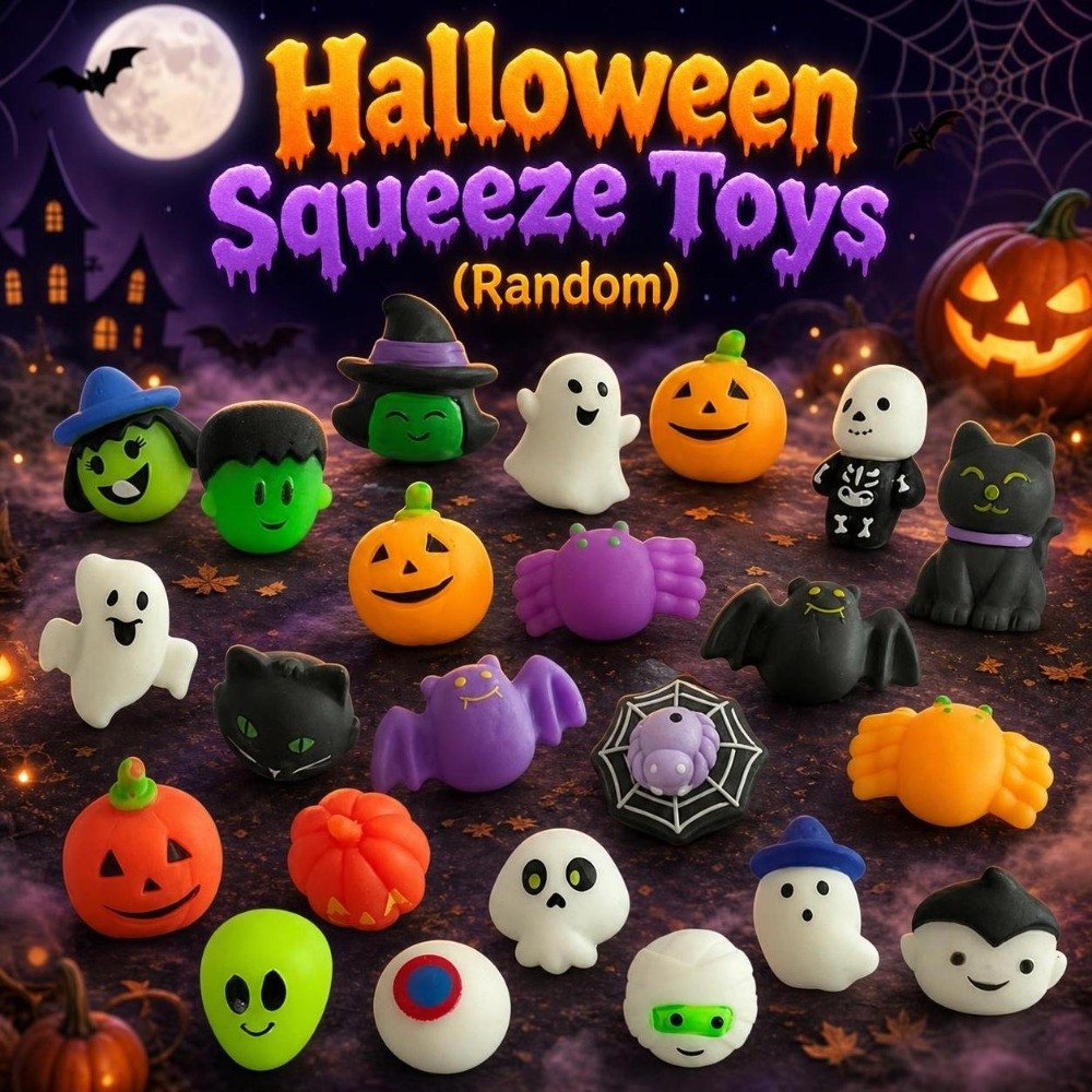 24/36Pcs/Set Portable Surprise Halloween Squeeze Toys Set Mini Random Squishy Toy Comfortable Funny Sensory Stress Ball Children's Gifts