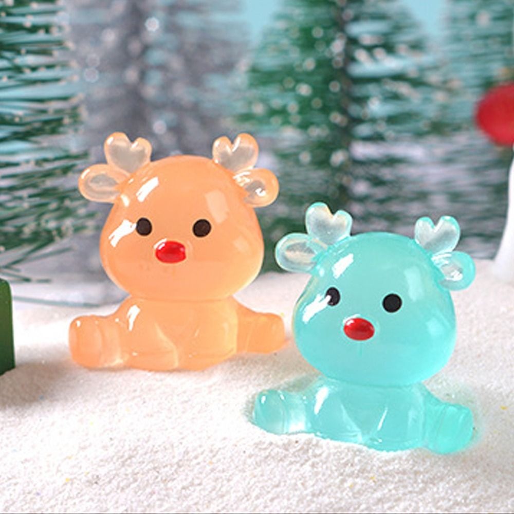 Deer Ornaments Cartoon Sika Deer Figurines Resin Crafts Mini Elk Miniature Figurines Realistic Cute Deer Statue Desk Accessories