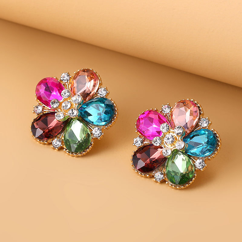 【Quality earrings seven color earrings sweet cool wind high zircon ear hook jewelry women