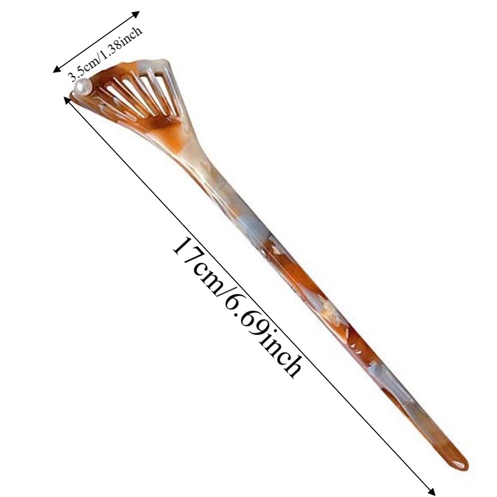Simple Headwear Hair Stick Modern Hanfu Style New Chinese Style Acetate Hair Forks Glossy Gradient Color Fan-Shaped Hair Pin for Gifts