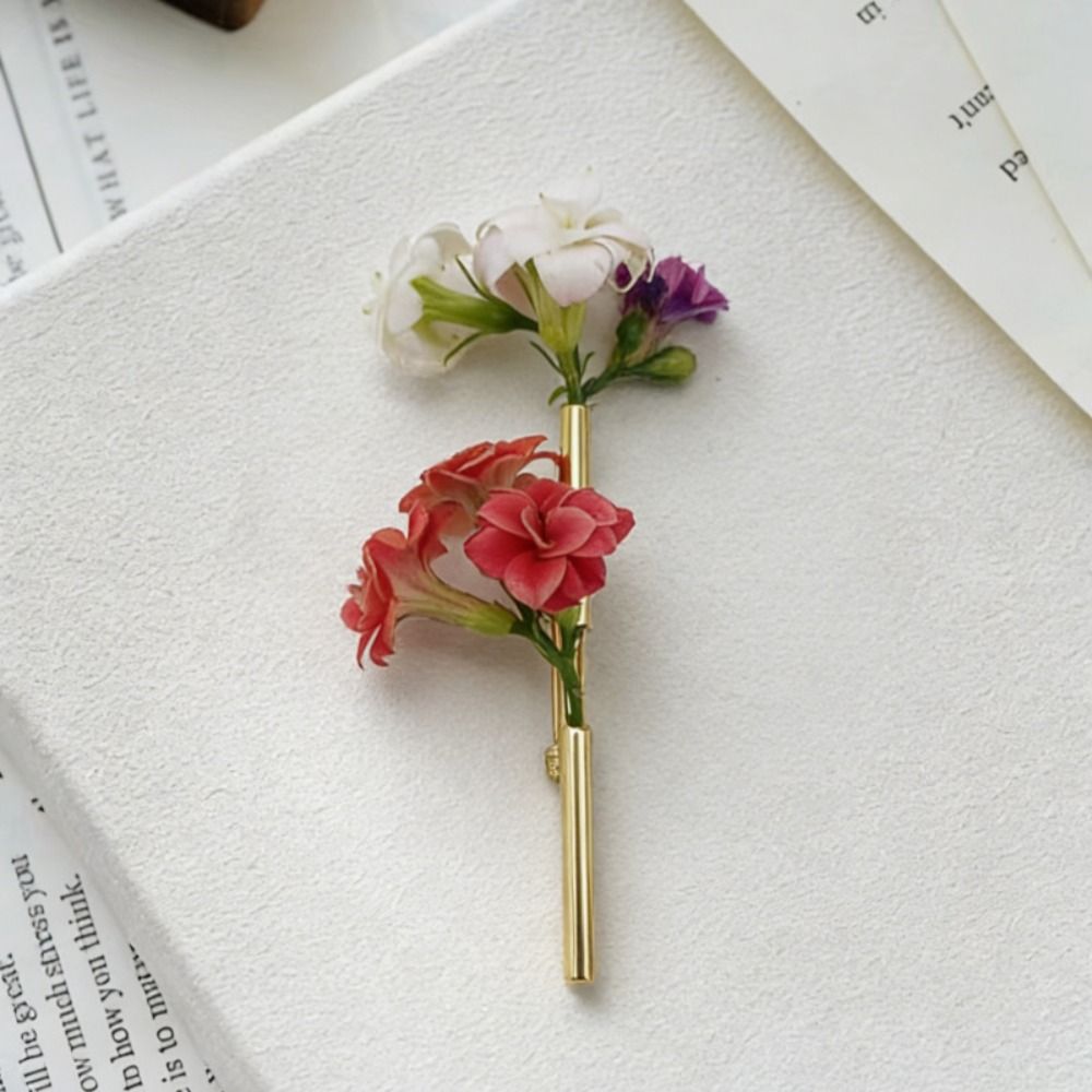 Exquisite Vintage Flower Insertable Brooch French Style Elegant Bouquet Brooch DIY Glossy Pin for Gift