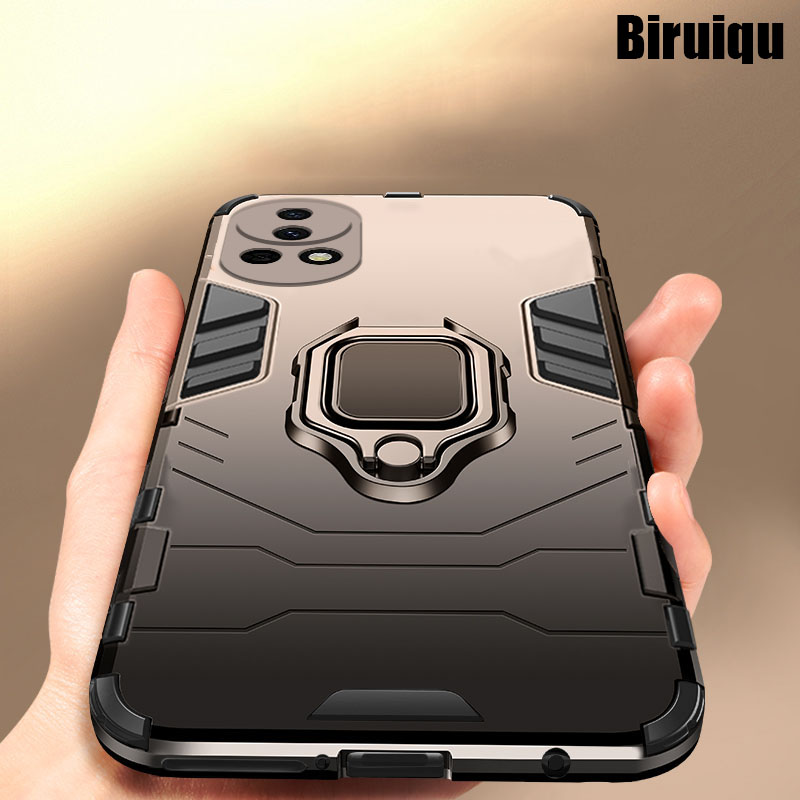 Biruiqu For Huawei Nova 13 Soft TPU+Hard PC Black Panther Shockproof Slim Protective Case Cover with Kickstand