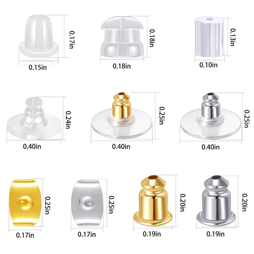 Easy To Wear Transparent Ear Plug Set Rubber Material Soft Silicone Earring Back Stoppers Clear 6 Styles Earring Safety Back Stud Earrings