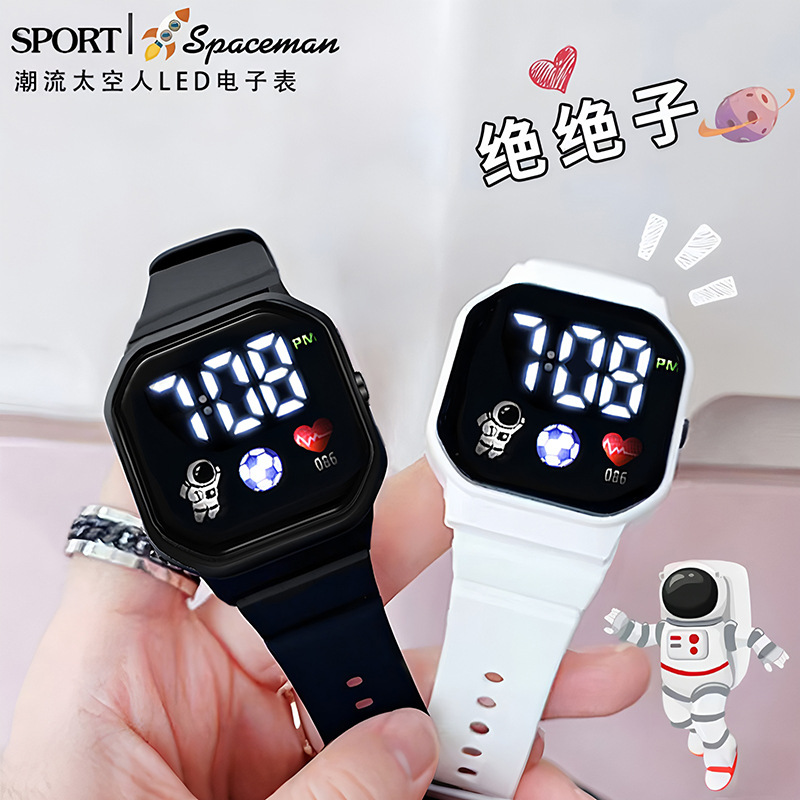 【High Quality】Children's Space Explorer LED Watch for Girls - Ideal for School Students, Featuring Electronic Heart Rate Simulation