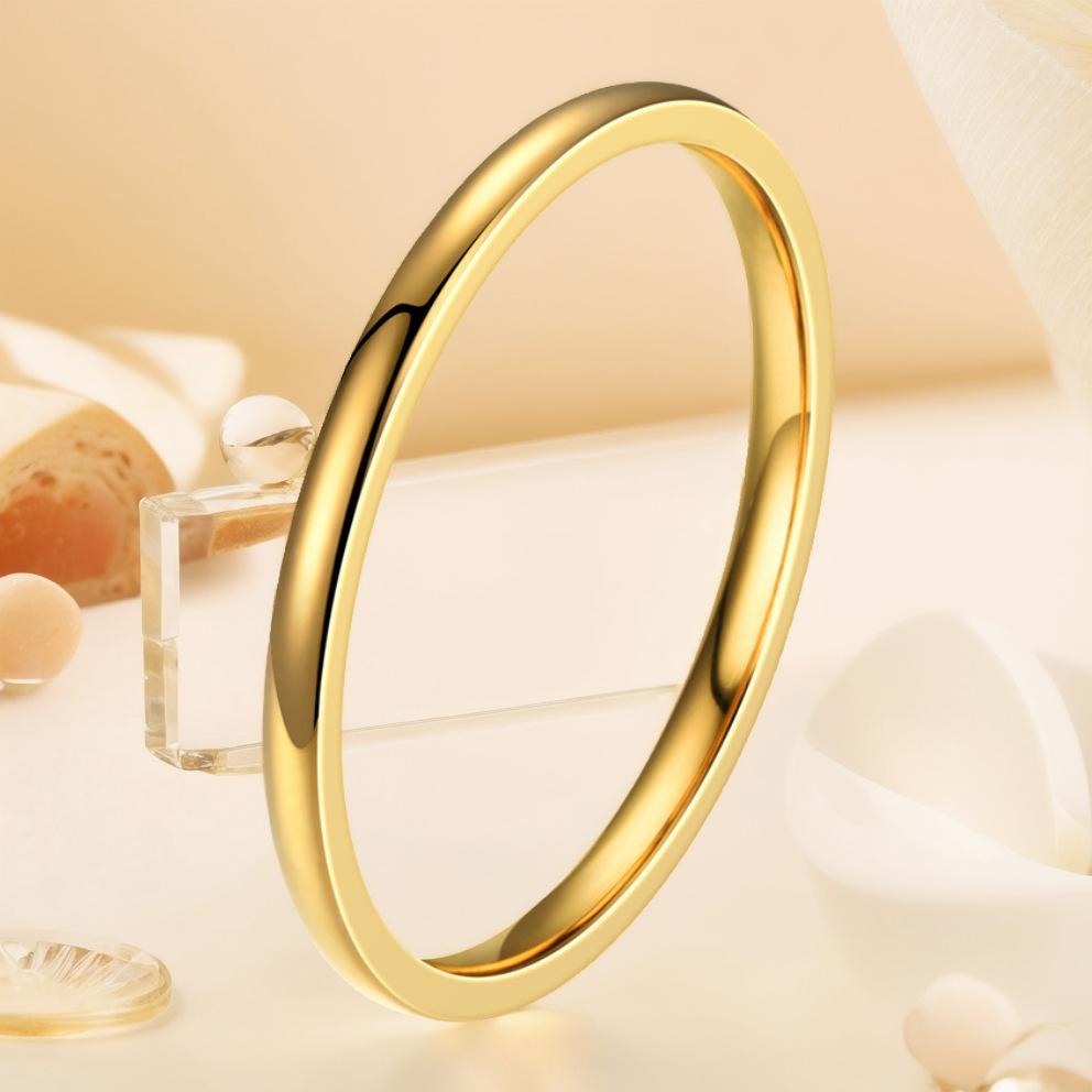 【New Arrivals】18K Rose Gold Finger Melody Sansheng III Tail Ring 2MM GLOSS SMALL PINK TITANIUM STEEL RING FOR WOMEN