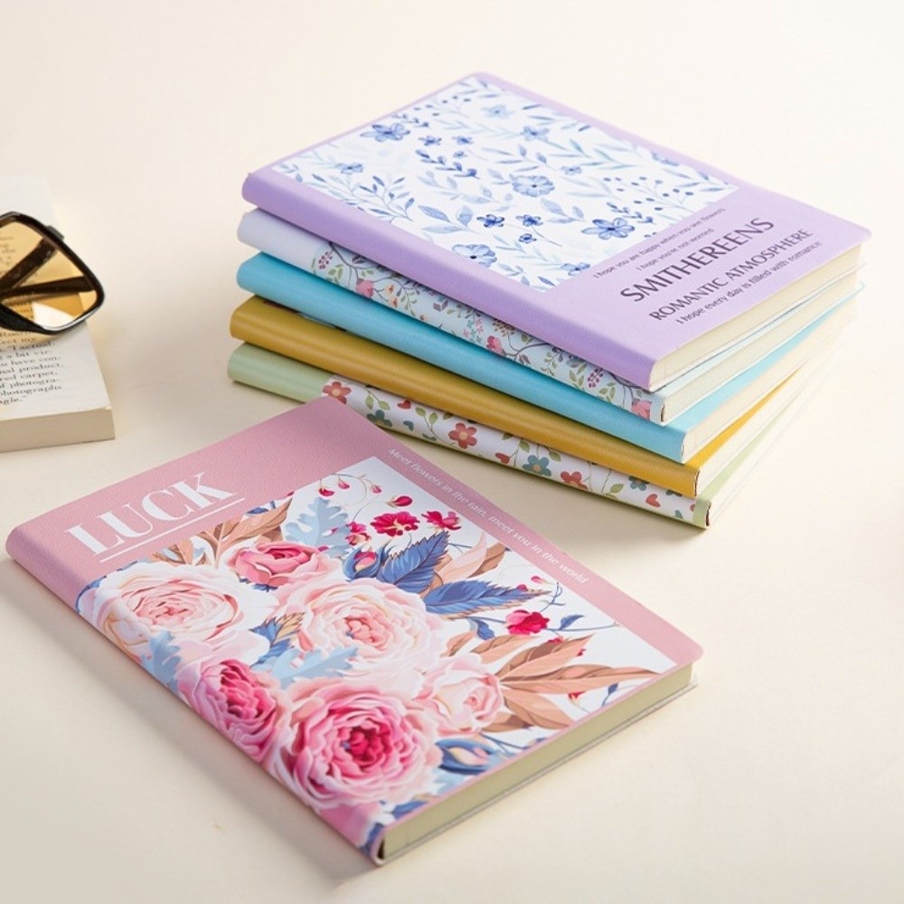 Practical Cute Floral Flower Notebook PU Stationary Office Journal Diary Notepad Portable Wear-resistant Class lined NoteBook School