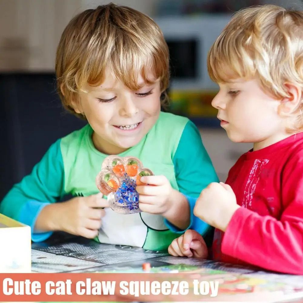 Funny Transparent Fruit Cat Paw Squeeze Toy Kneading Soft Cartoon Fidget Toy Handmade 3D Cat Paw Pinch Toy Practical Jokes