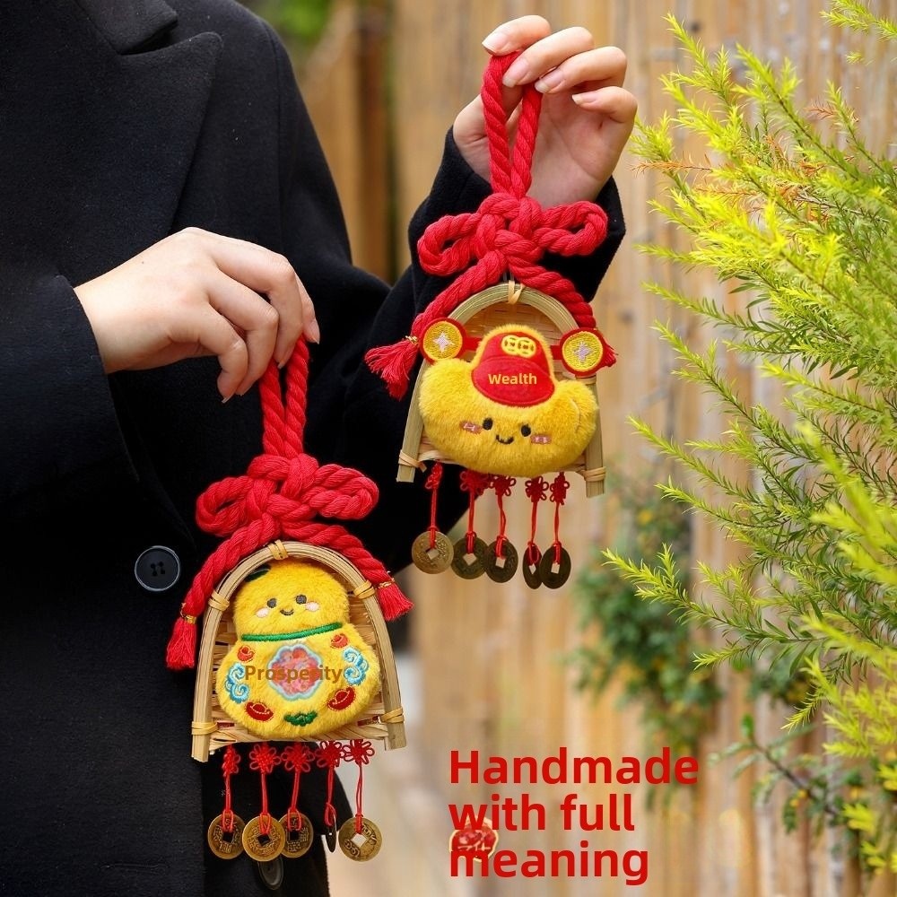 Home Decoration Supplies Exquisite Broom Dustpan Pendant Chinese Knot Bamboo Mini Broom Hanging Ornaments Coin Portable Door Handle Pendants Gifts