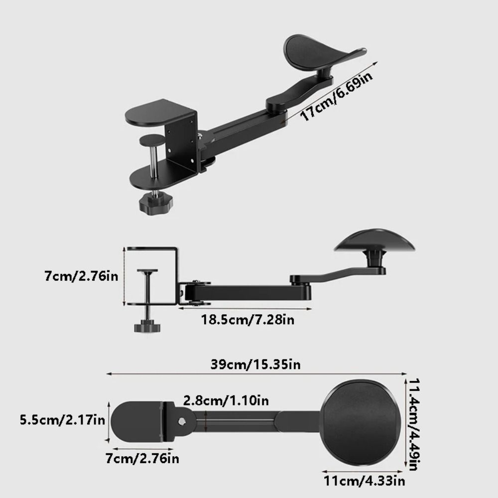 Widely Use Aluminum Alloy Ergonomic Arm Rest Adjustable Height Extender Desk Wrist Support Comfortable 360° Rotation Mouse Pad Armrest Home Office