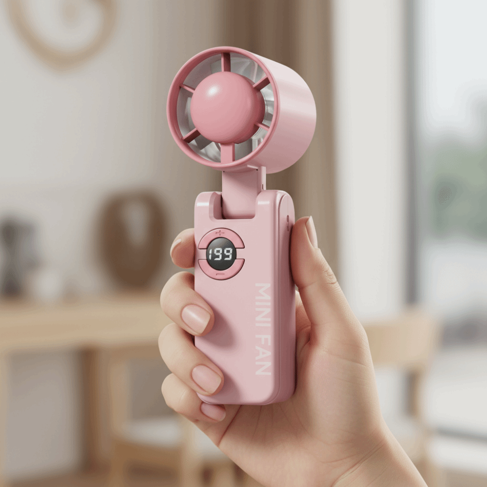 Powerful Air Blower 199 Gears Foldable Handheld Fan Portable Rechargeable Turbo Fan Adjustable Speed Digital Display Cooling Fan Office