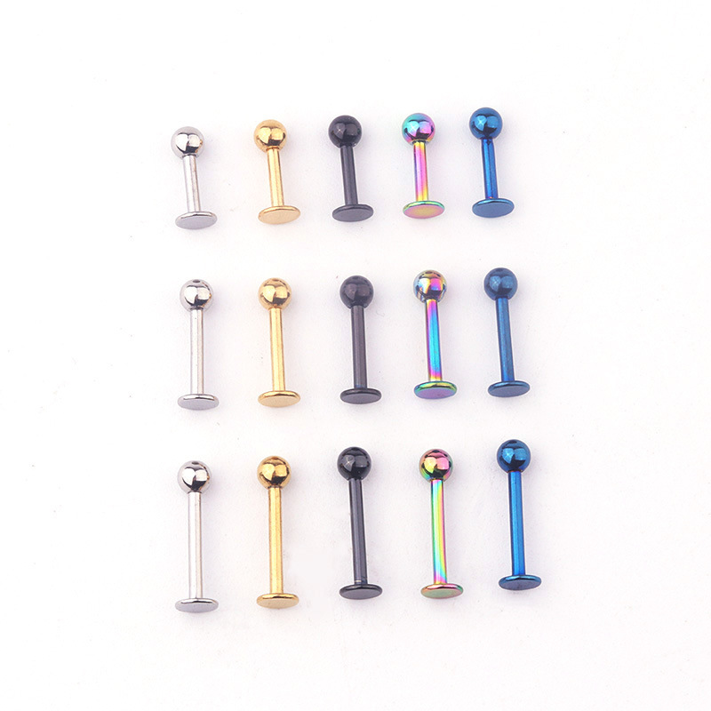 【Top Picks】Vacuum plating 316L medical stainless steel round ball lip nail ear bone ear nail human body puncture jewelry