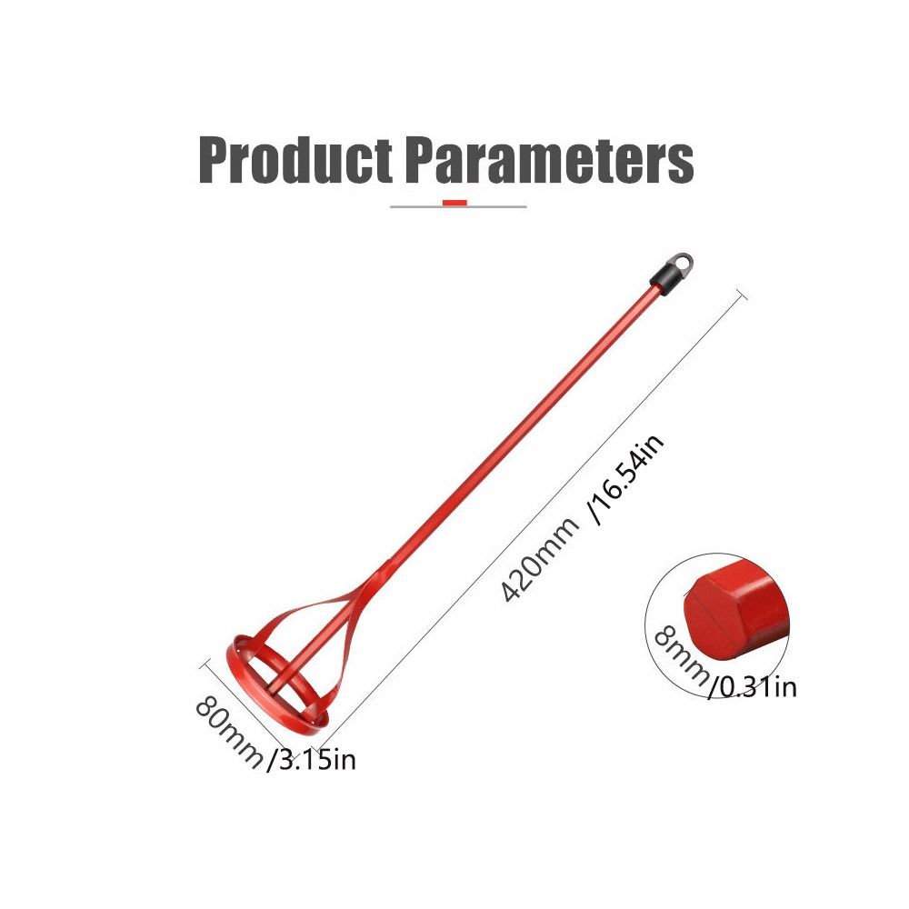 Durable Hexagon Shaft Mixer Mixing Paddle Rod Plaster Paint High Hardness Electric Cement Stirring Rod Red Elongated Cement Mixing Rod Electric Drill