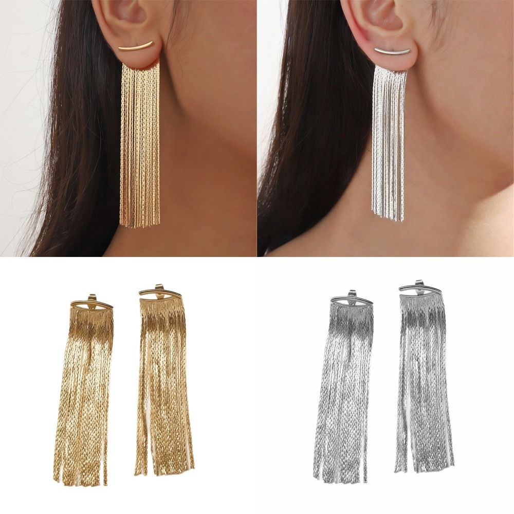 1 Pair Trendy Luxury Tassel Earrings Elegant Gold/Silver Drop Earrings Bling Dangle Earrings for Women