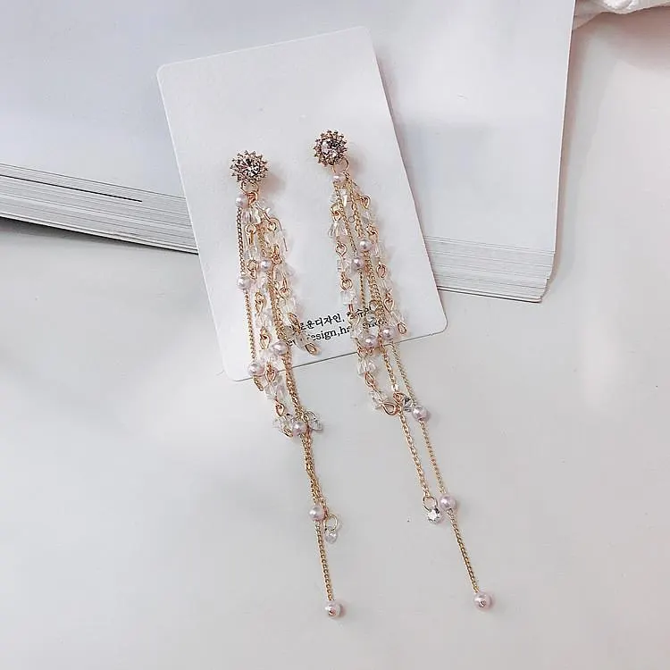 【Exclusive Discount】Dominated 2023 New Crystal Tassels Fashionable Pearl Wo Metal