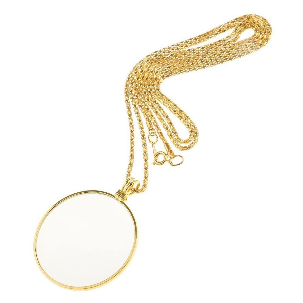 Durable 5x Magnifier Pendant Gift with Chain Portable Monocle Convenient Hanging Ornament Optical Magnifier Necklace Reading Newspaper