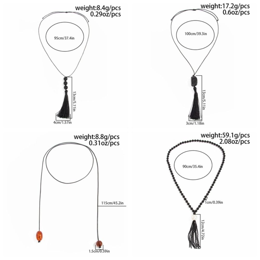 Creative Plastic/Resin Beaded Tassel Long Necklace Fashion Jewelry Adjustable Sweater Chain Minimalist Neck Chain Gift Giving