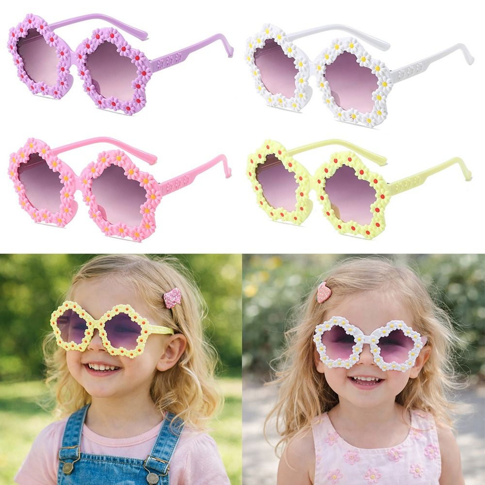 Cute Daisy Flower Kids Sun Glasses UV Protective Comfortable Kids Eyewear Props Floral Decor Children Sunglasses Beach