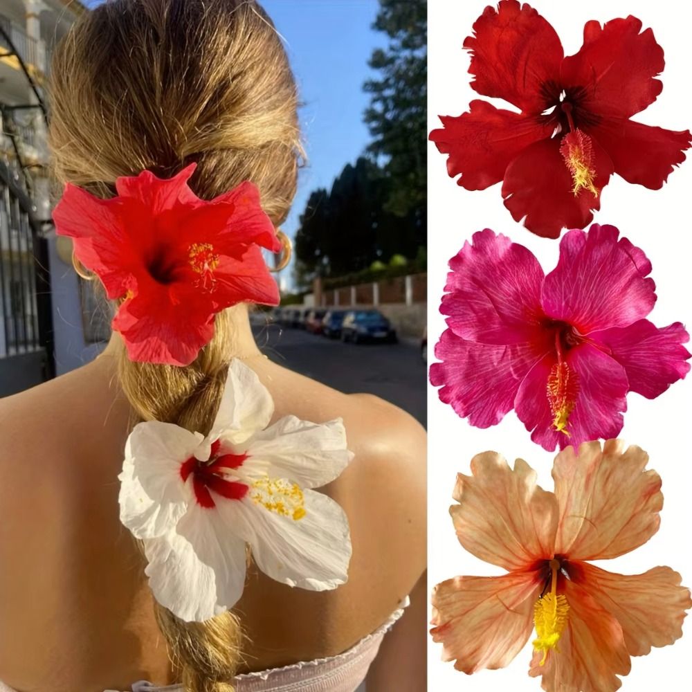 Cute Cloth Artificial Flower Hair Clip Side Clip Bangs Clip Bohemian Style Hair Clip Hawaiian Floral Duckbill Clip Holiday