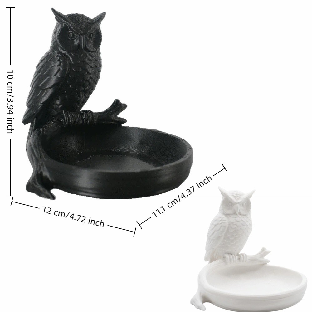 Creative 3D Printed Owl Storage Tray Cartoon Animal Shaped Cute Entrance Key Bowl Plastic Modern Earrings Display Dish Home Decoration