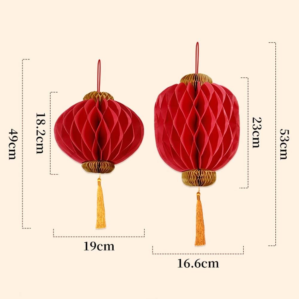 Celebration Lantern Ornament Red Paper Honeycomb Ball Lantern Traditional Good Chinese New Year Lanterns Blessing with Tassels Spring Festival Supplies Mid-Autumn Festival