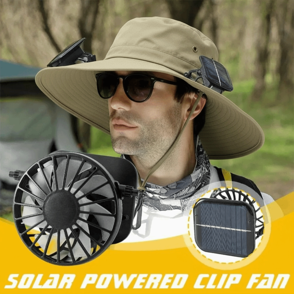 Unisex Portable Solar Powered Fan Small Mini Cooling Fan Lightweight Rechargeable Mini Clip on Fan Backpacking