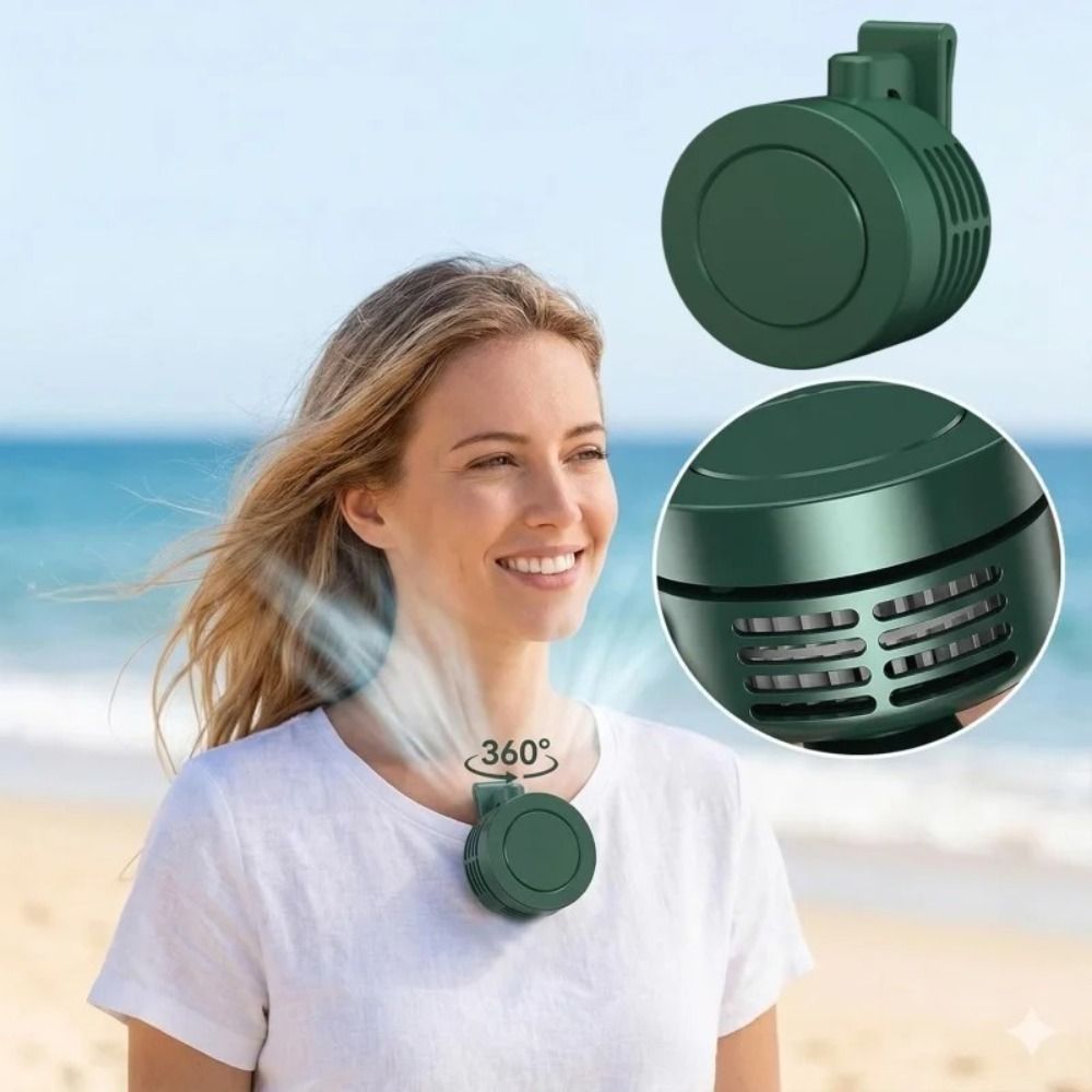Easy Use Small Size Clip-on Fan Ultra Quiet High Air Flow Wearable Neck Fan Lightweight Design Powered Portable Hanging Fan Outdoor Travel