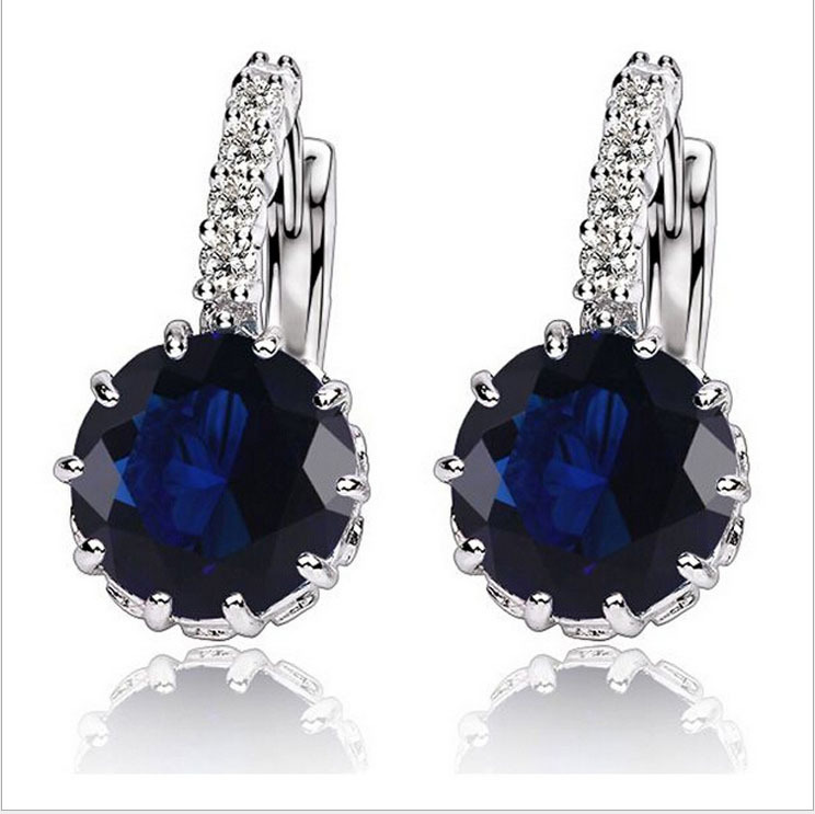 【Happy LifeStore】MISANANRYNE 9 White Purple Large Crystal Earrings with Stones Cubic Zirconia Hoop Earrings Boucle D'oreille