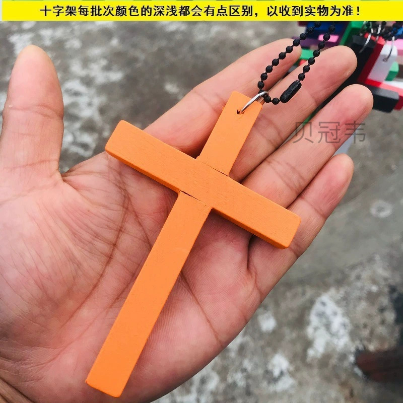 quality】Solid Wood Cross Necklace Long Woolen Chain Accessories Women's Small Jewelry All-match Gift Accessories