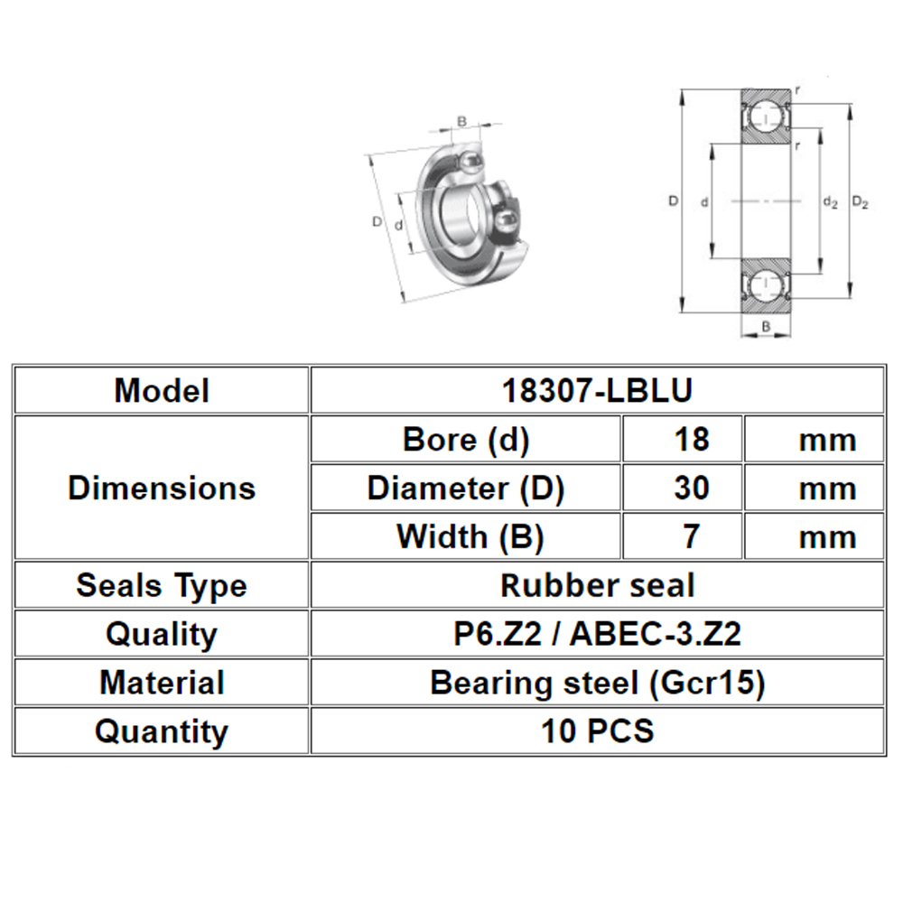 Bicycle Accessories Bicycle Parts Bottom Bearing 18x30x7 MR18307 Ball Bearing 18307-2RS Bicycle Bearing 18307-LBLU