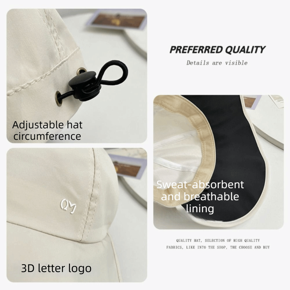 Casual Big Brimmed Fisherman Hat Quick Drying Solid Color Summer Sun Hat Breathable Wide Brim Sunshade Hat Hiking