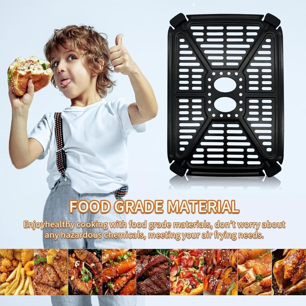 Crisper Basket Non-Stick Air Fryer Grill Plate Oil Separator Dishwasher Safe Air Fryer Liner Square Grill Pan Kitchen Utensils