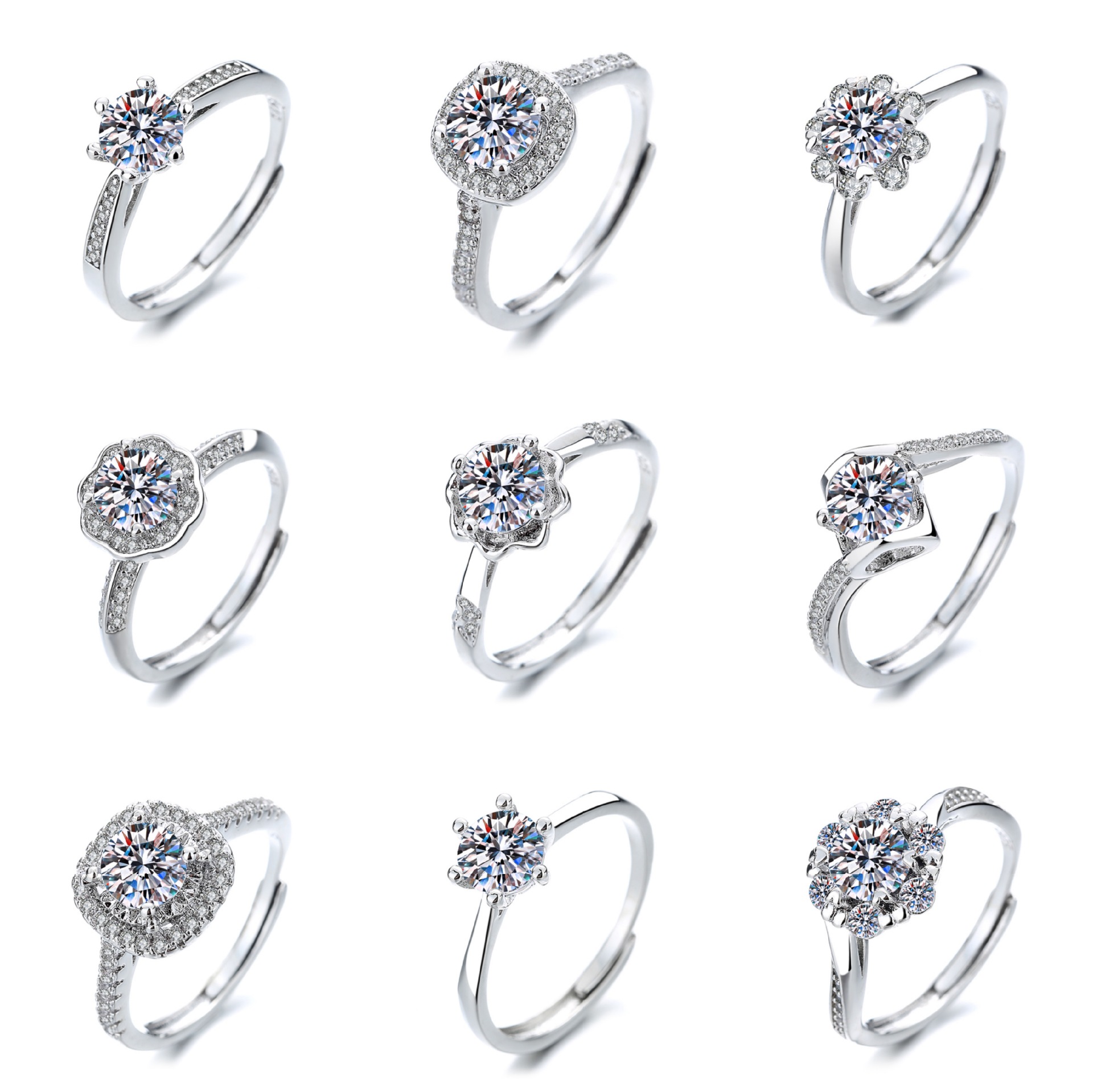 【Cheap】Moissanite Ring Female Couple Married No Falling Pair Ring Proposal 1 karat Ring Male Zircon Jewelry