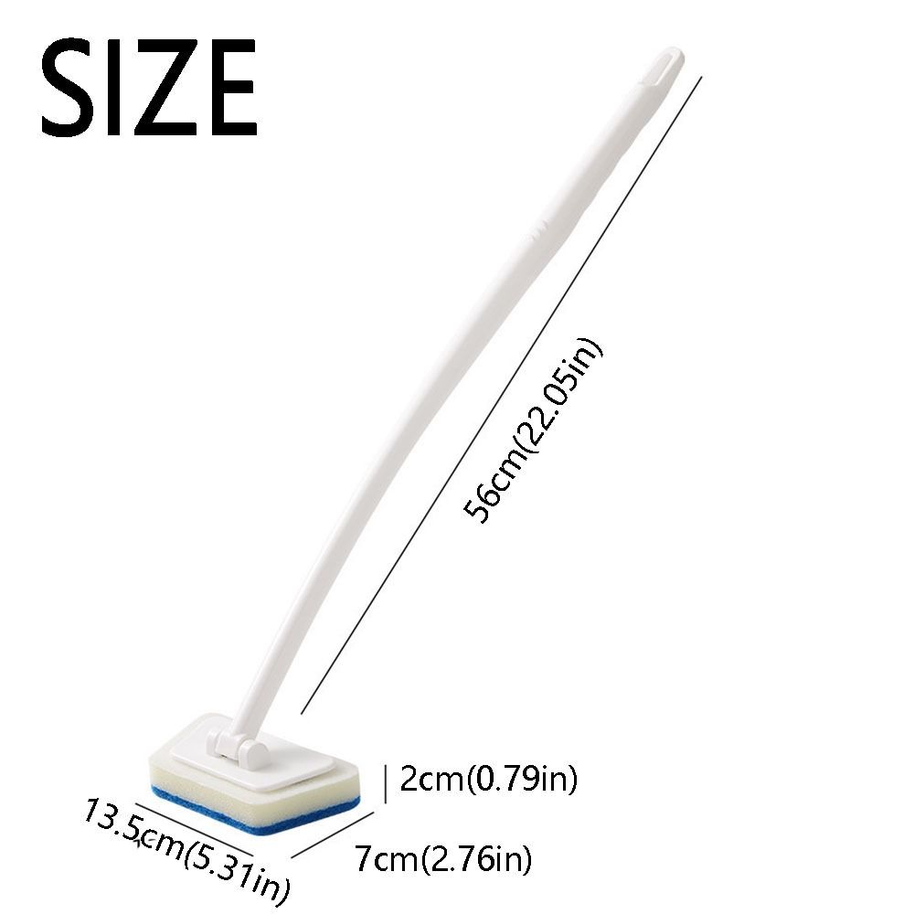 Portable Long Handle Bathroom Wall Brush Removable Replacement Head Cleaning Brush Set with Sponge Brush Bathroom Cleaning Brush Bathroom Supplies