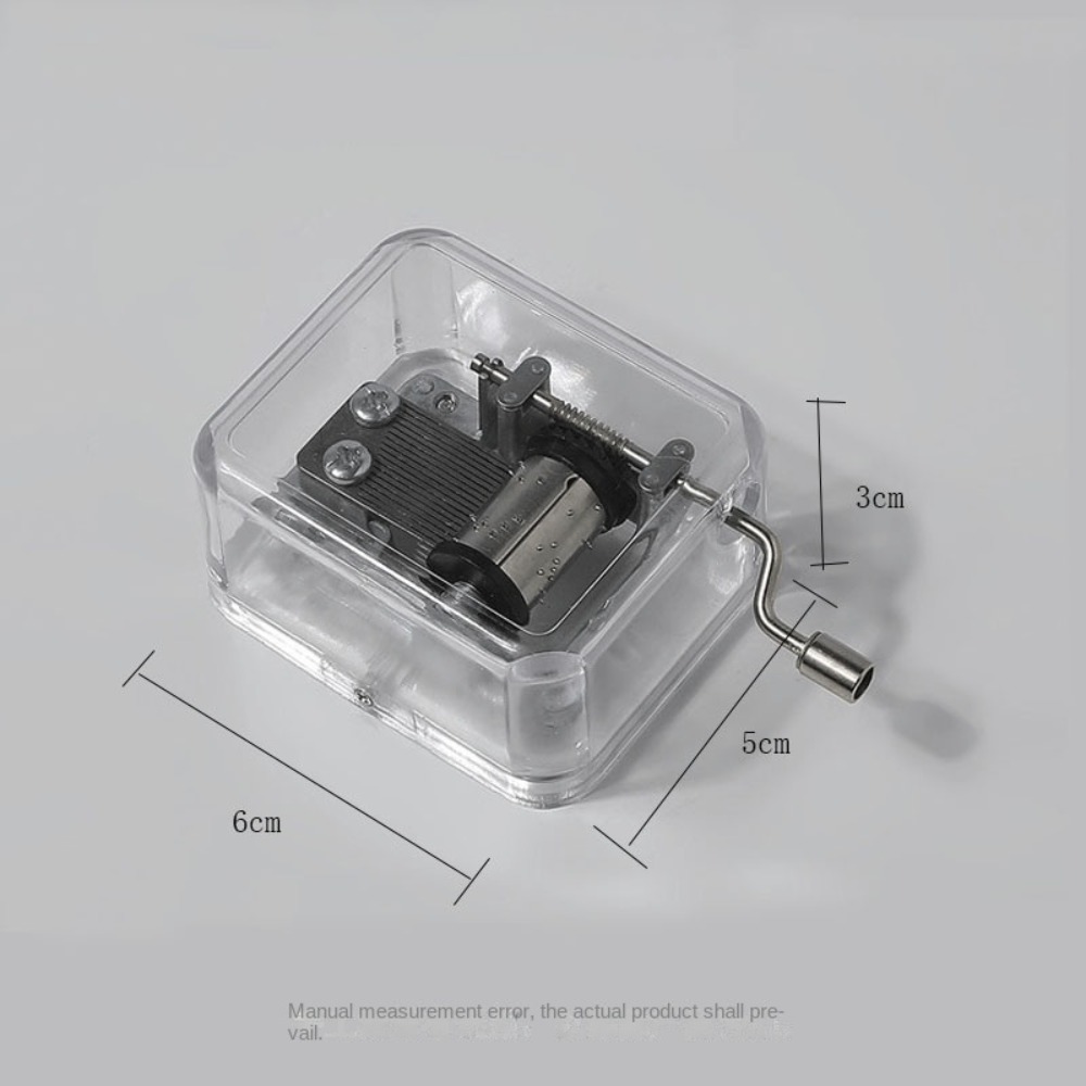 Cute Musical Ornaments Hand Operated Music Box Transparent Acrylic Craft Mini Hand Cranking Music Box Music Lovely Acrylic Creative Crafts Ornaments Kids